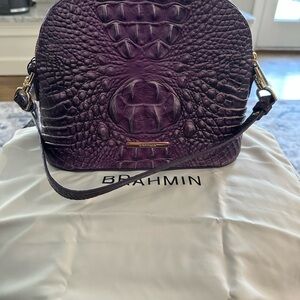 Brahmin Deep Purple Croc-Embossed Crossbody Bag